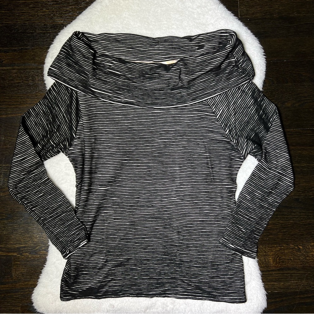 Dolan Left Coast Black Ribbed Off Shoulder Cowl Neck Sweater Large